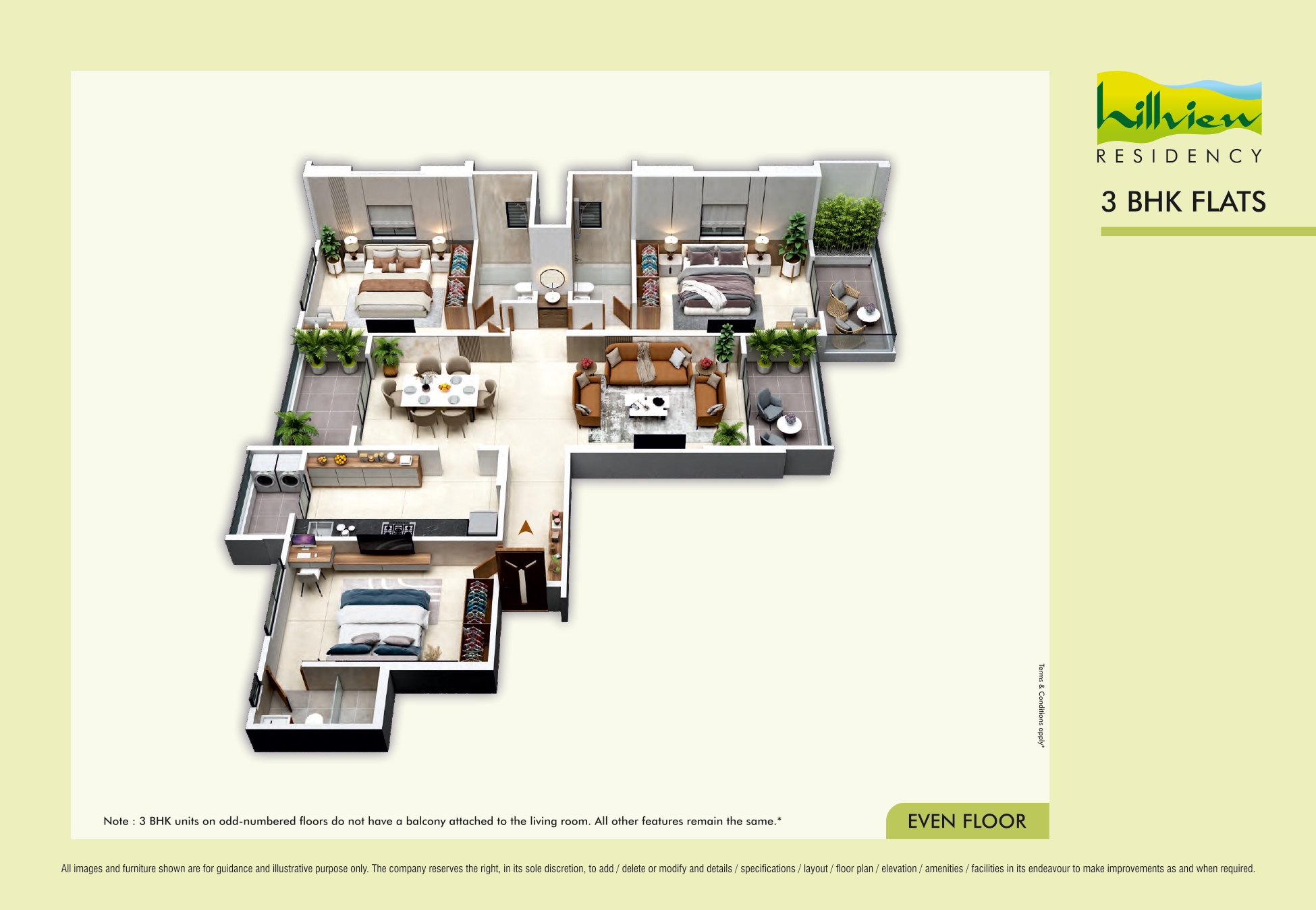 Building I 3 BHK 3D View